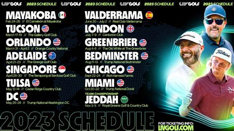 liv golf schedule 2023 - pga tour events